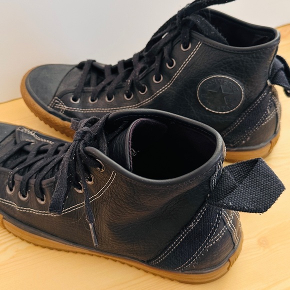 Converse All Star Navy Leather High-Top Athletic Shoes - Picture 7 of 8